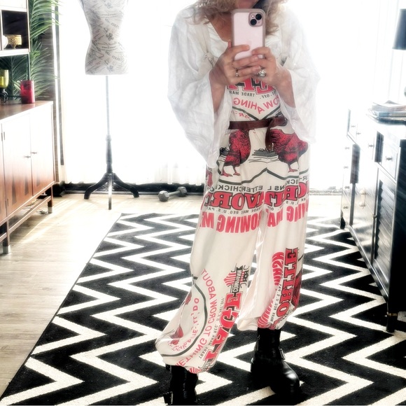 Jaded Gypsy NWT Market Fresh Overalls - Chicken feed Sack cotton feedsack boho - Picture 5 of 8